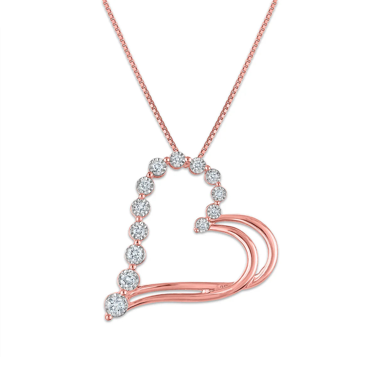 EcoLove 1/4 CTW Lab Grown Diamond 18-inch Heart Pendant in Rose Gold