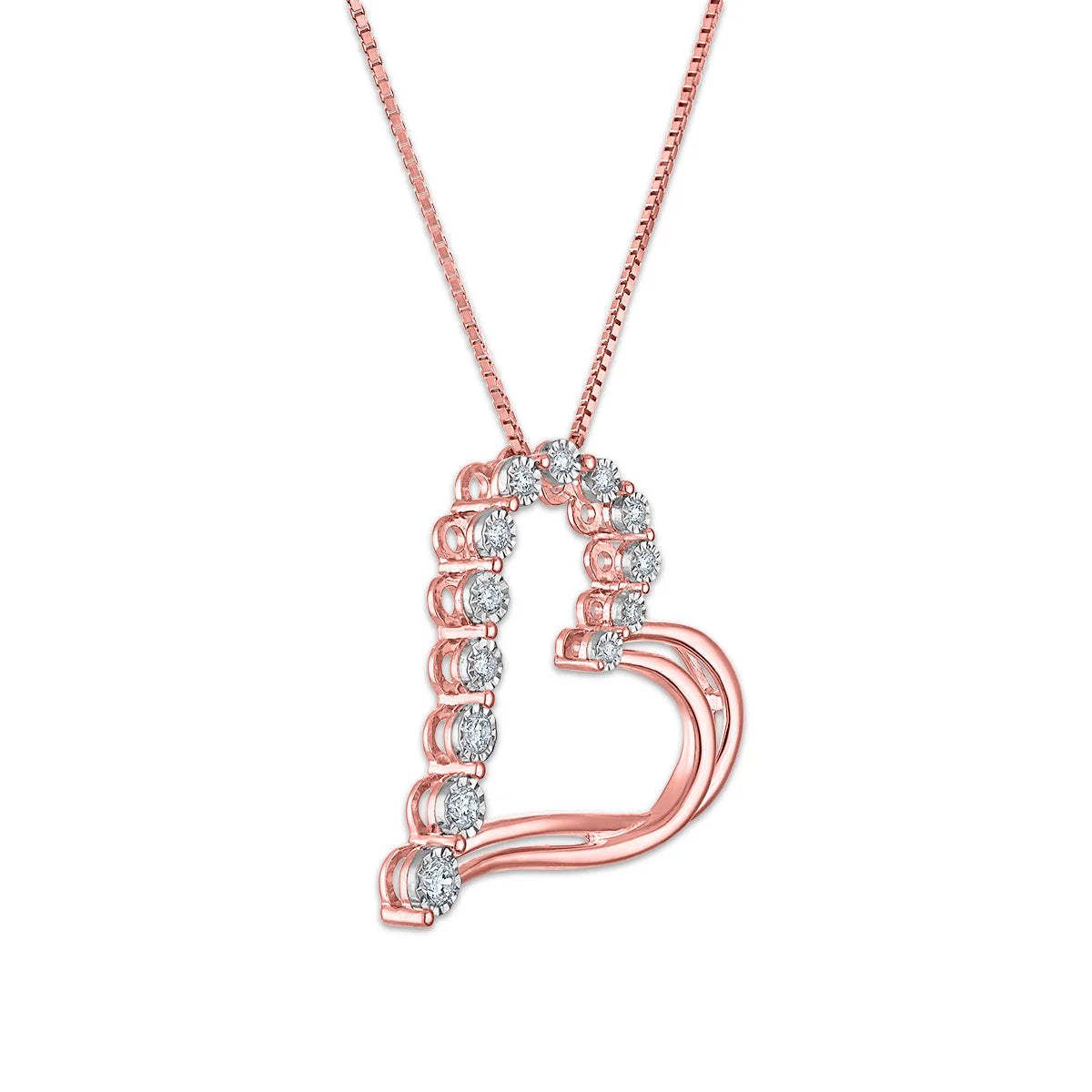 EcoLove 1/4 CTW Lab Grown Diamond 18-inch Heart Pendant in Rose Gold