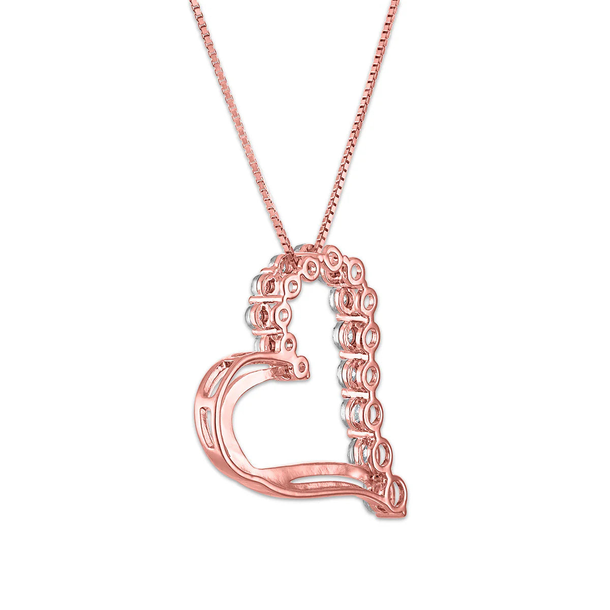 EcoLove 1/4 CTW Lab Grown Diamond 18-inch Heart Pendant in Rose Gold
