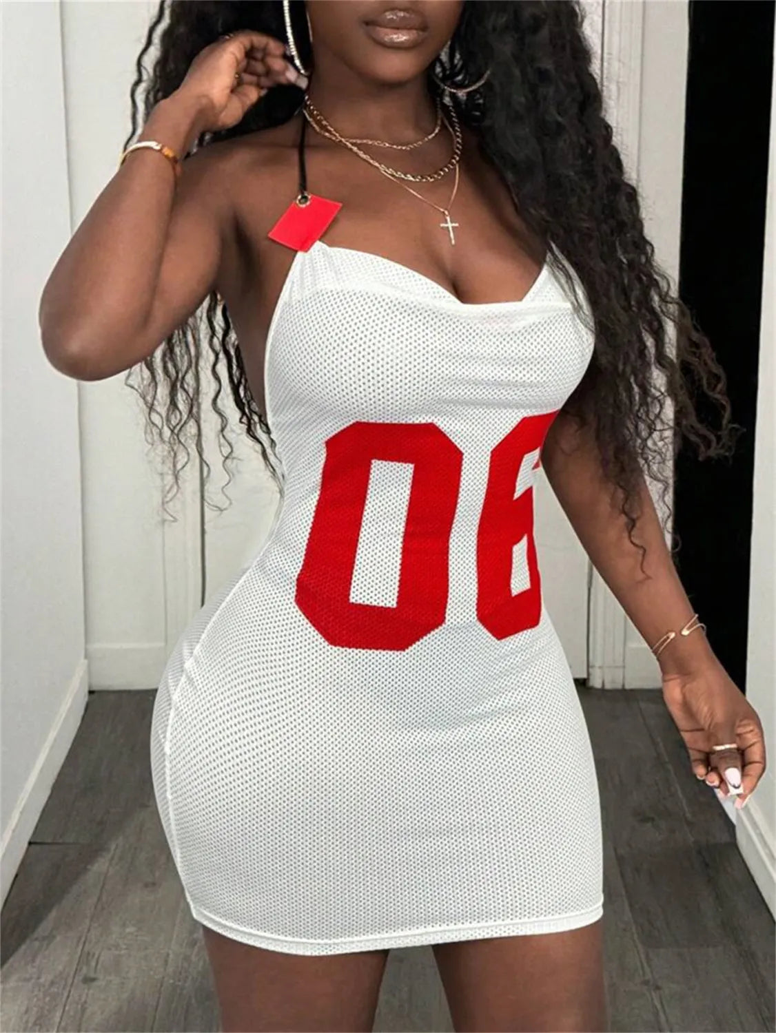 Mesh Backless Mini Dress
