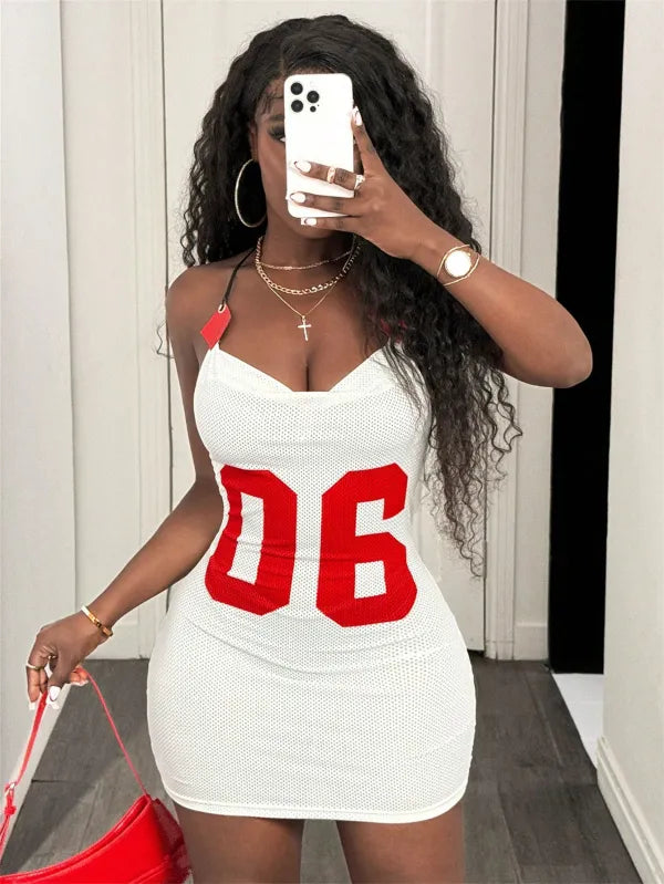 Mesh Backless Mini Dress