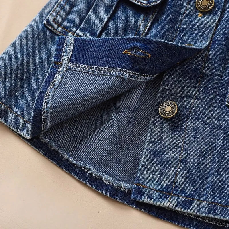 Short Sleeve Tube Top And Denim Skirt 2pcs Set