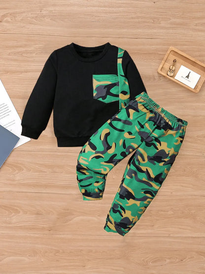 Long Sleeve Pullover Camouflage Pants Suit