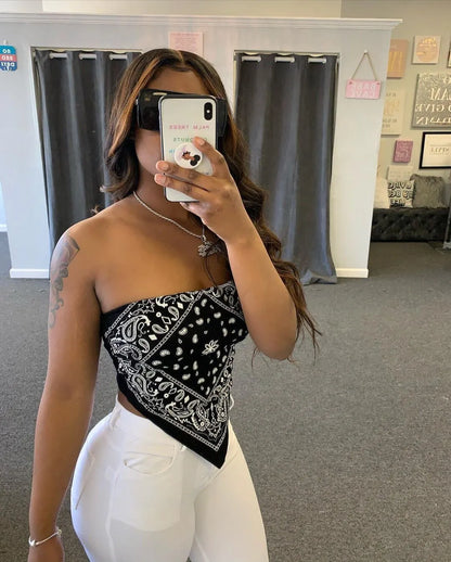 Bandana Strapless Tube Tops