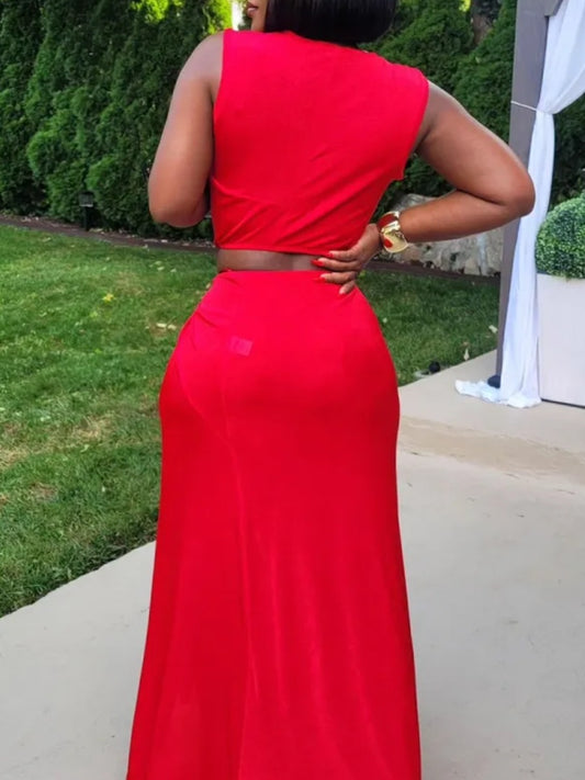 Asymmetrical Solid Color Maxi Dress