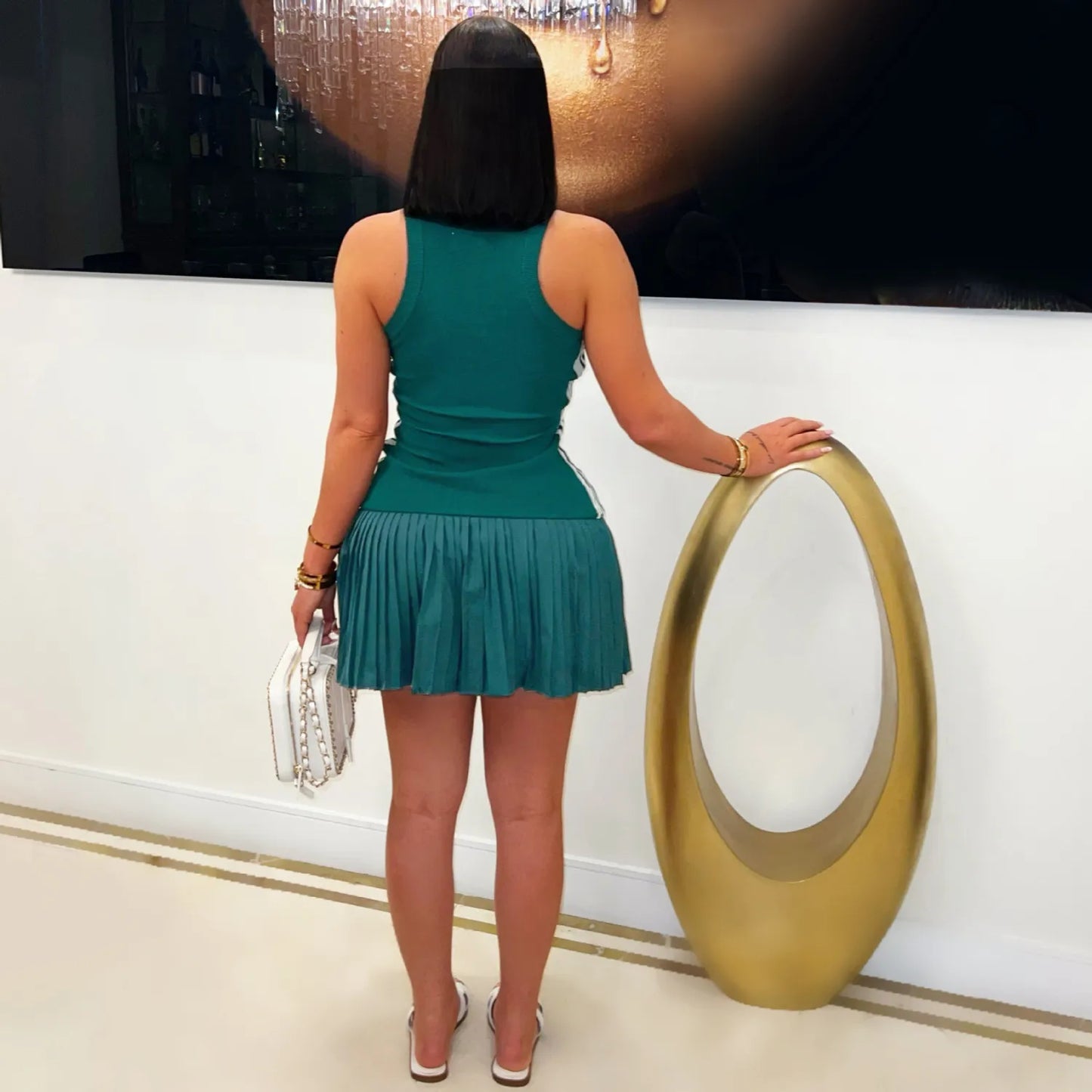 Sleeveless Pleated Mini Dress