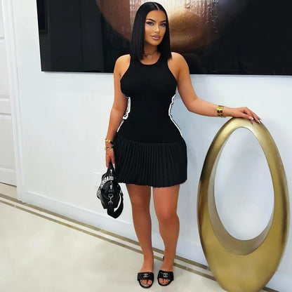 Sleeveless Pleated Mini Dress