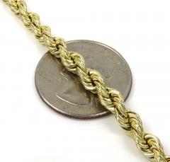 14k Yellow Gold Hollow Rope Bracelet 7.75 Inches 5mm