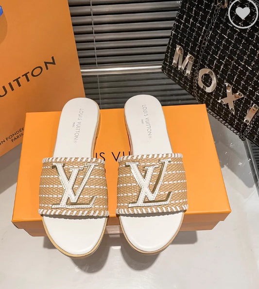 Monogram Rattan Sandal Slippers 