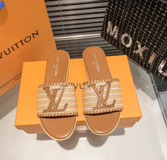 Monogram Rattan Sandal Slippers 