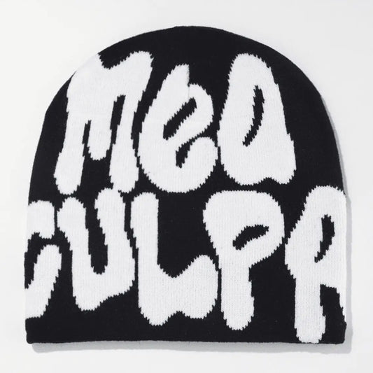 Letter Print Jacquard Warm Woolen Hat