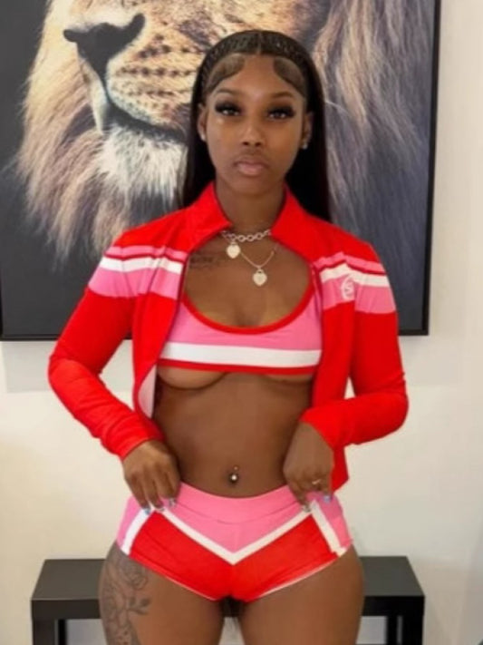 Colorblock Tank Sweatshirt Shorts 3 Piece Sets