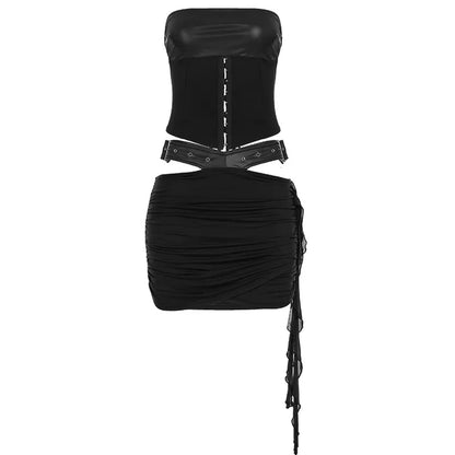 Splicing Tube Top Tight Skirts Two-Piece Set