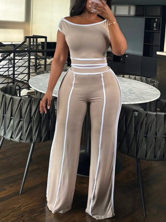 Plus Size Solid Color Two-piece Pants Set