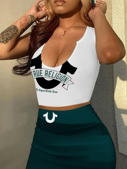 True Religion U Neck Skirt Set