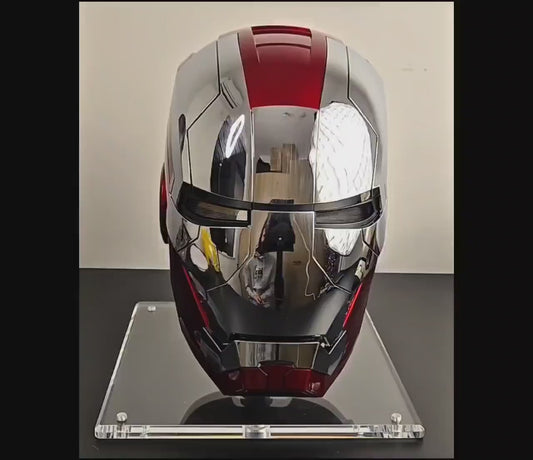 Transforming Electric Helmet Voice Activated, LEDs on Ears - Gold/Silver and Red Mask