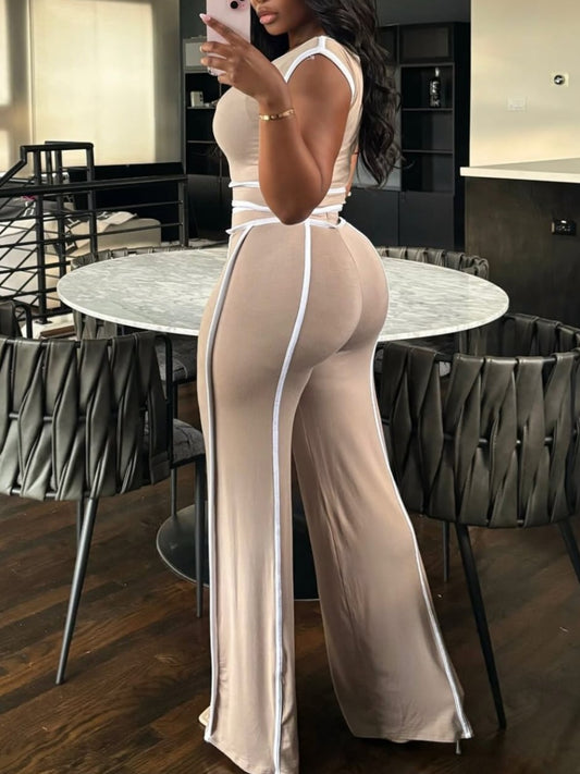 Plus Size Solid Color Two-piece Pants Set